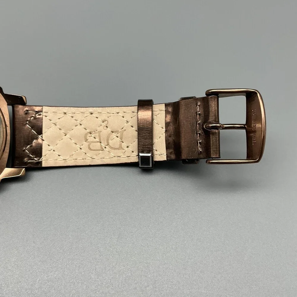 Dooney & Bourke Womens Watch 39mm Rose Gold Dial Brown Leather New Battery